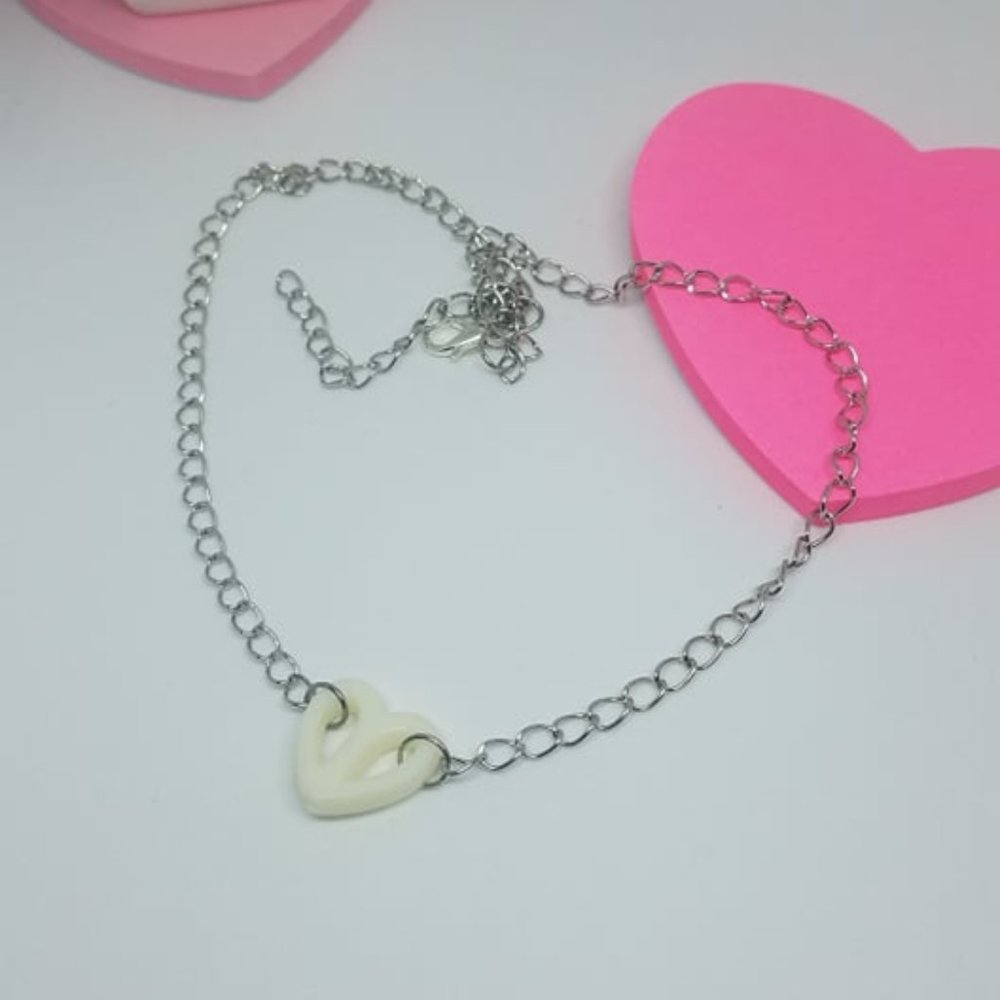 Lolita White and Teal Layered Chain Necklace/Choker with Dangle Chain Earrings - Picture 2 of 4